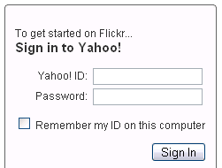 Login to your Yahoo! account on Flickr, as in 2006